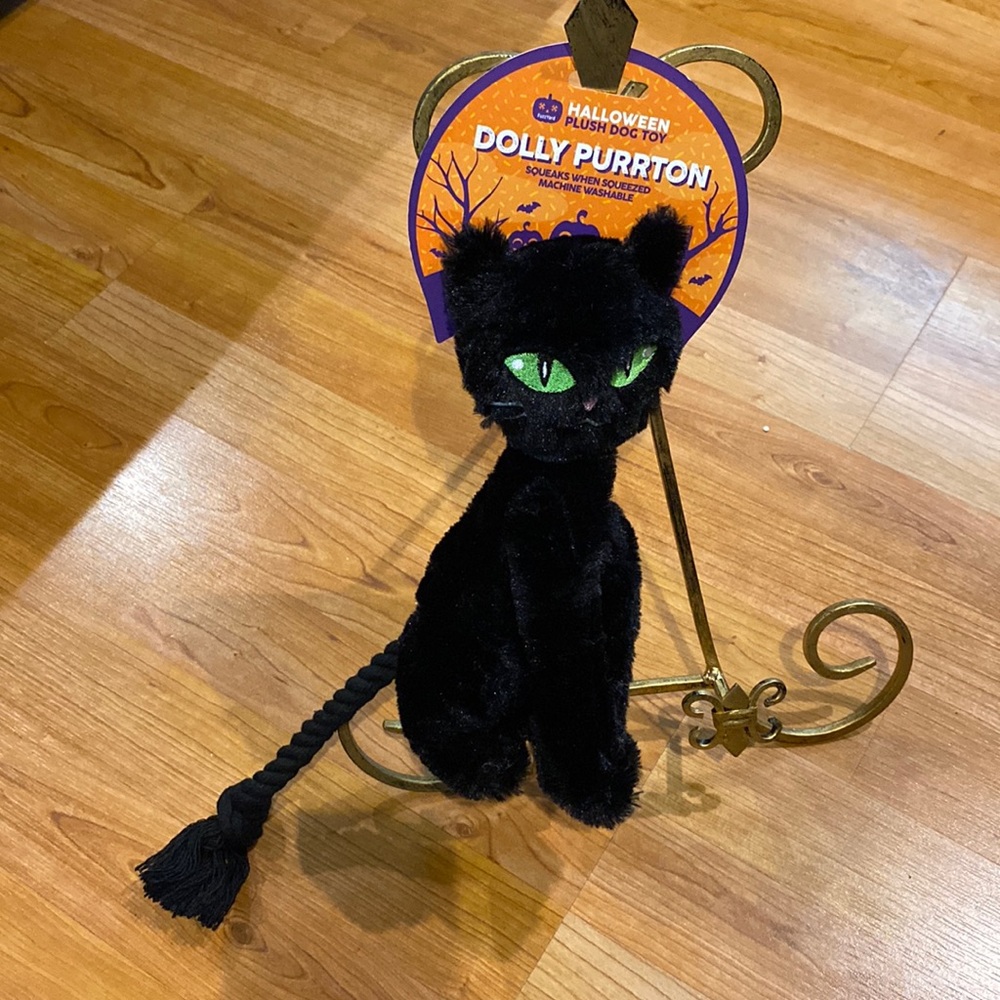 Fuzzyard  Plush  Black Cat Dog Toy With Squeaker.